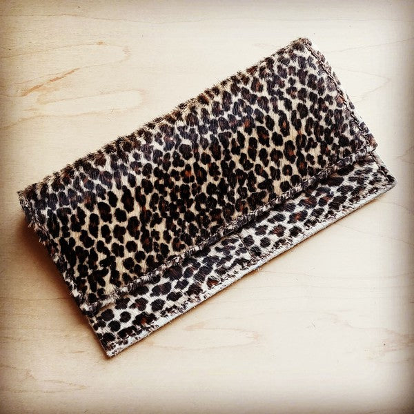 Hair-on-Hide Leather Wallet-Mini Leopard