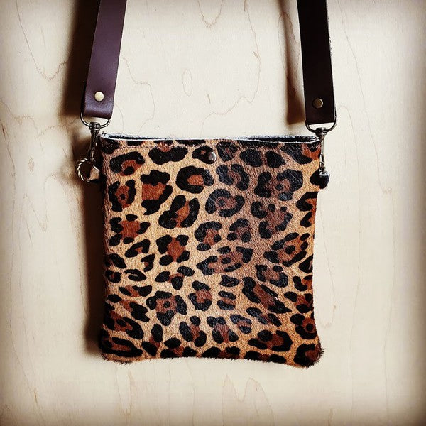 Small Crossbody bag, Hair-on-Hide Leopard Leather