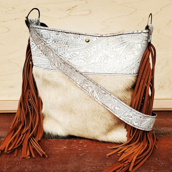 Tejas Bucket Handbag with Oyster Paisley Accent