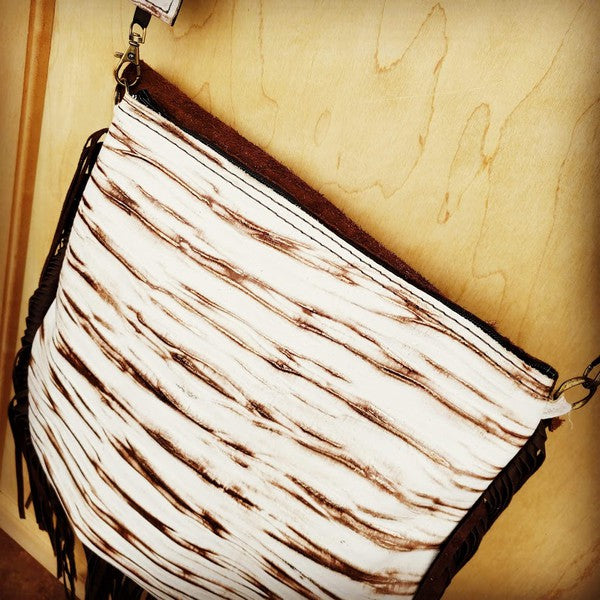 Leather White Chateau w/ Flap and Braid Accent