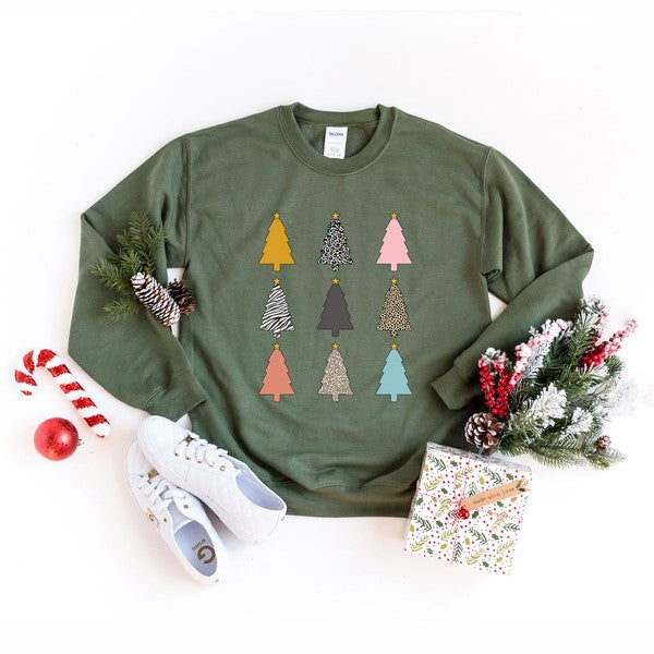 Colorful Christmas Tree Chart Graphic Sweatshirt