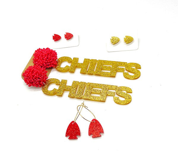 Gold Arrowhead Chiefs KC Acrylic Stud Earring