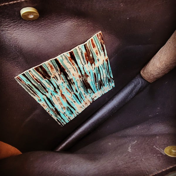 Large Turquoise Chateau handbag no fringe