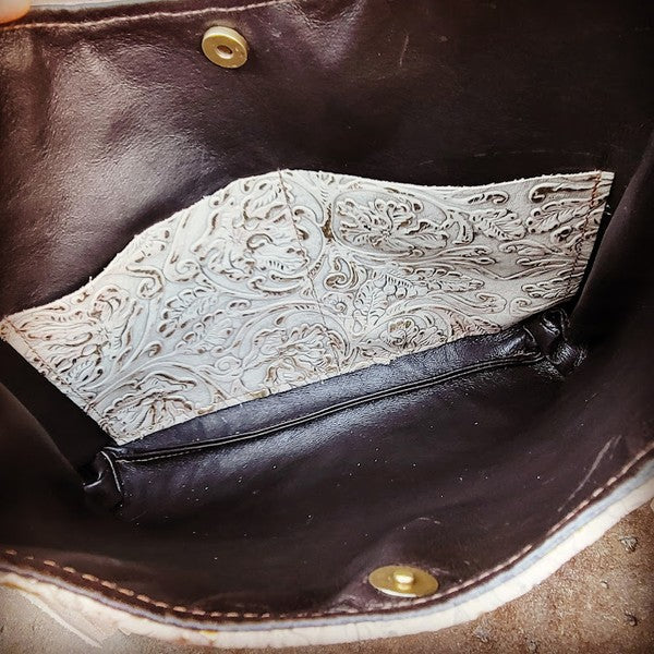 Montanta Leather Handbag in Gilded & Fringe