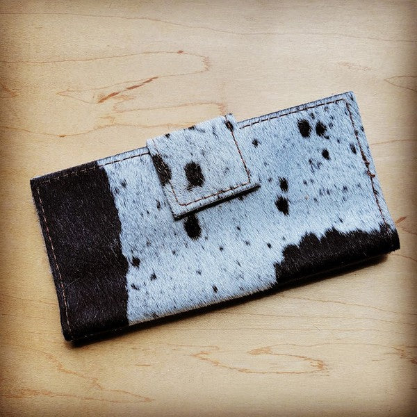 Hair on Hide Wallet in Black and White w/ Snap