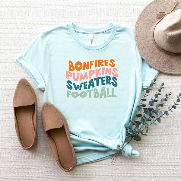 Bonfires Pumpkins Sweaters Football Short Sleeve