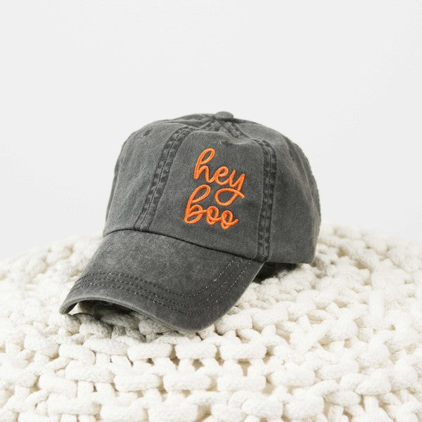 Embroidered Hey Boo Canvas Hat