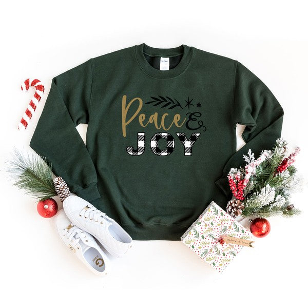 Plaid Peace And Joy Graphic Sweatshirt