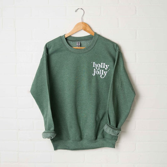 Embroidered Holly Jolly Stars Graphic Sweatshirt