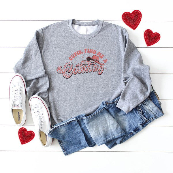 Cupid Find Me A Cowboy Graphic Sweatshirt