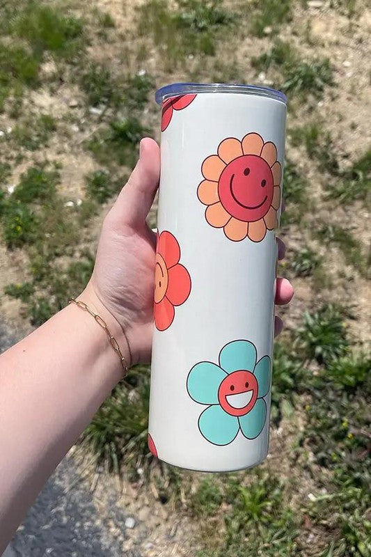 Retro Multi Color Daisy Tumbler