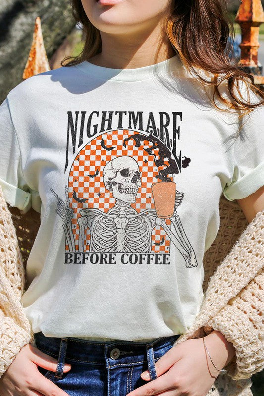 Nightmare before coffee skeleton tee