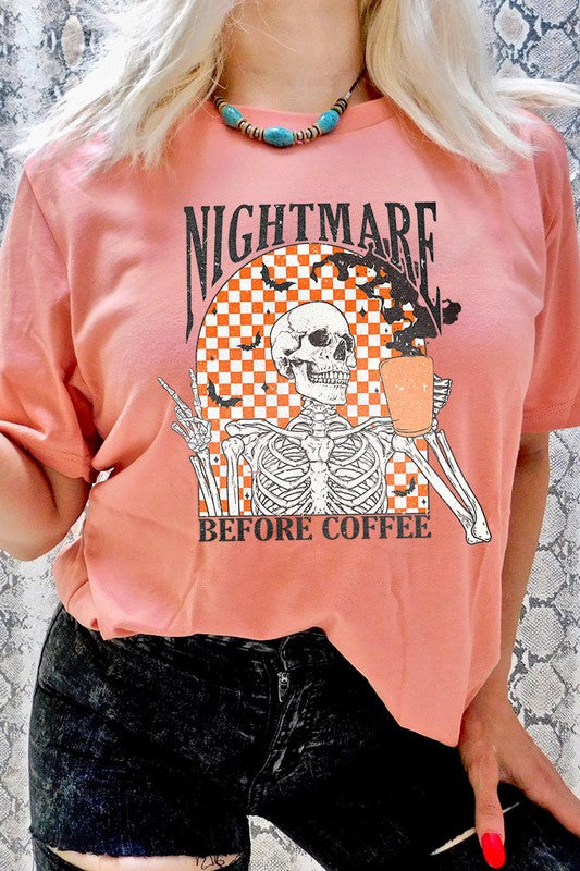 Nightmare before coffee skeleton tee