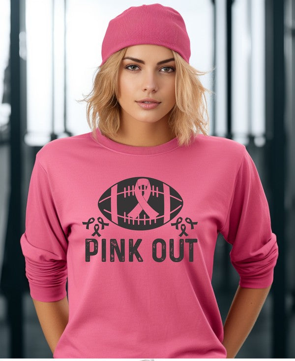 Pink Out Football Long Sleeve Tee