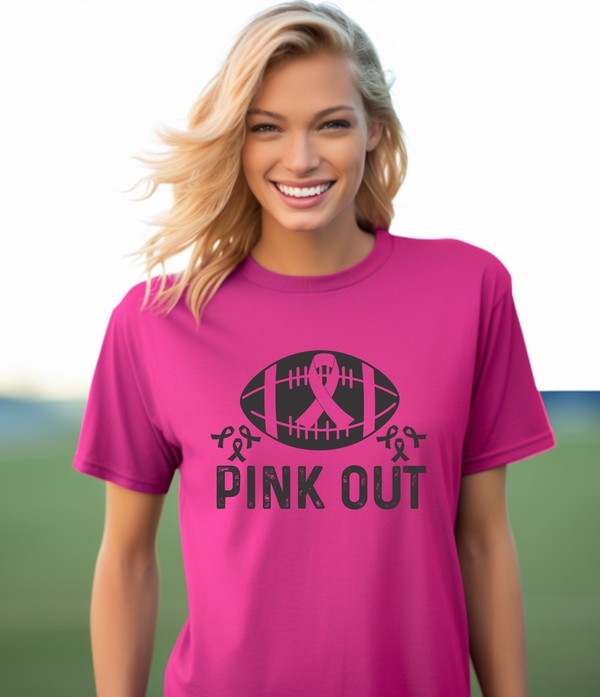 Pink Out Football Breast Cancer Short Sleeve Tee