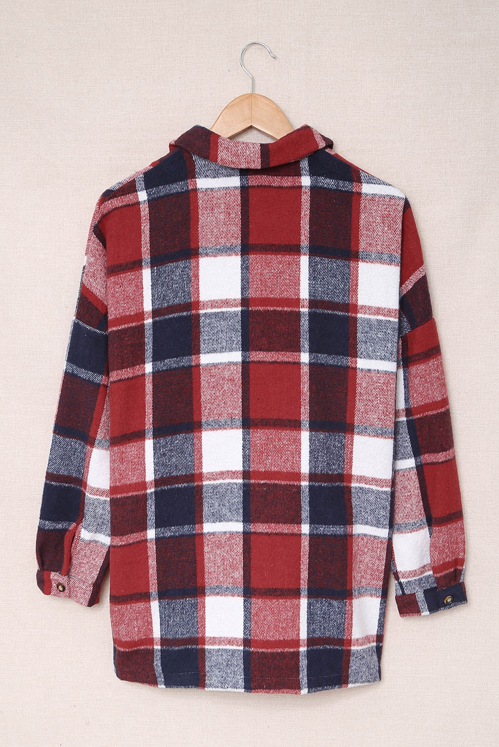 Orange Plaid Button Up Long Sleeve Flannel Shacket