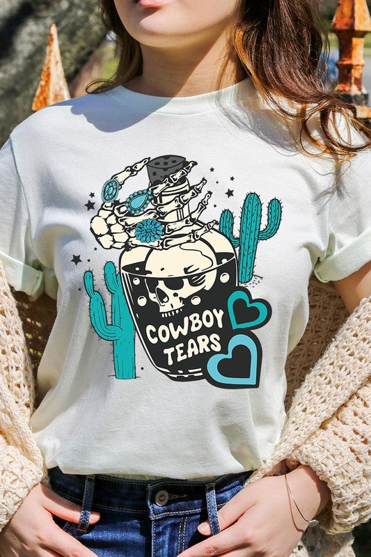 Cowboy Tears Skull Western Graphic T Shirts