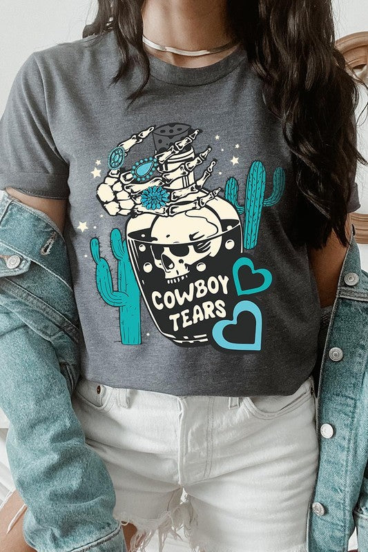 Cowboy Tears Skull Western Graphic T Shirts