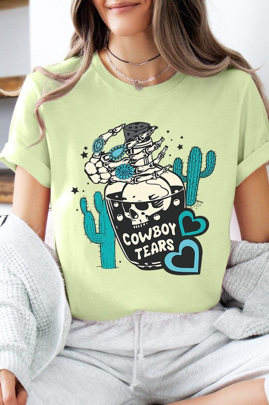 Cowboy Tears Skull Western Graphic T Shirts