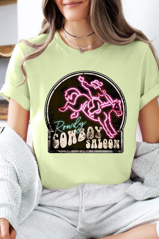 Cowboy Saloon Neon Sign Graphic T Shirts