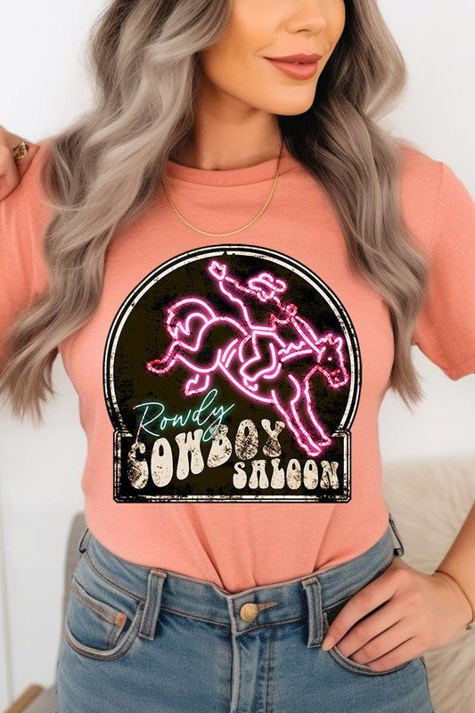 Cowboy Saloon Neon Sign Graphic T Shirts