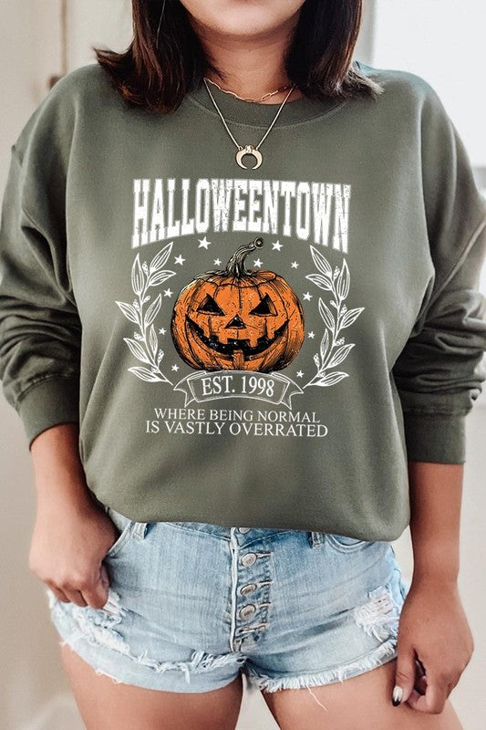 Halloweentown Pumpkin Graphic Fleece Sweatshirts