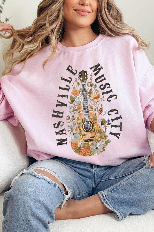 Nashville Music City Graphic Fleece Sweatshirts