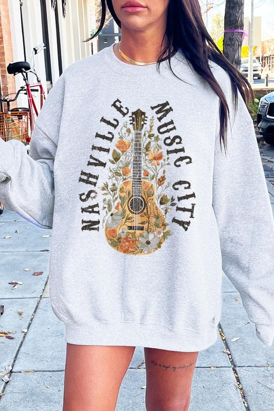 Nashville Music City Graphic Fleece Sweatshirts