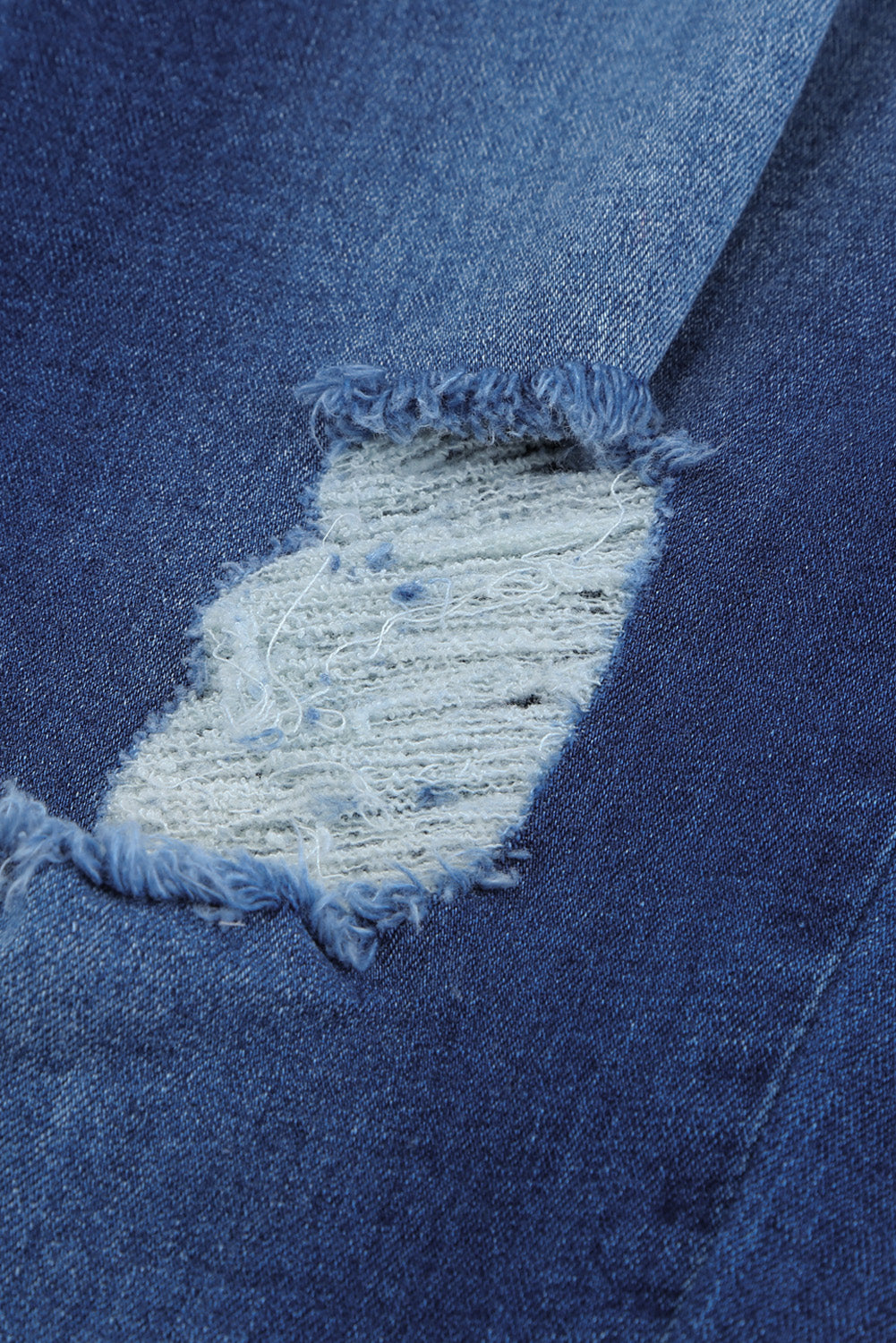 Light Blue Drawstring Elastic Waist Jeans With Hole