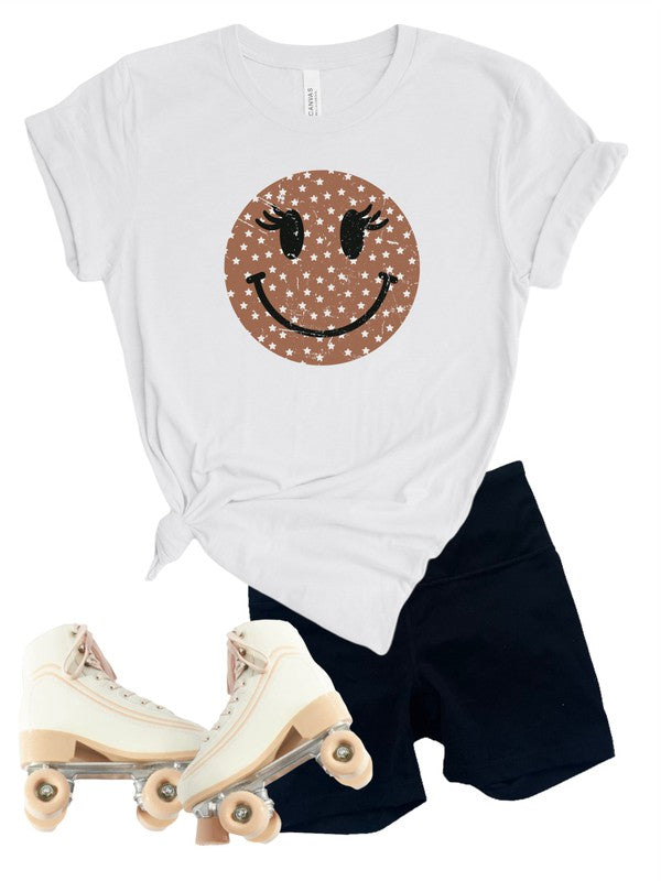 Happy Stars Smiley Face Softstyle Tee