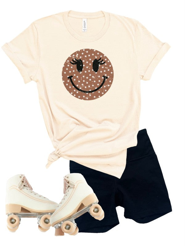 Happy Stars Smiley Face Softstyle Tee